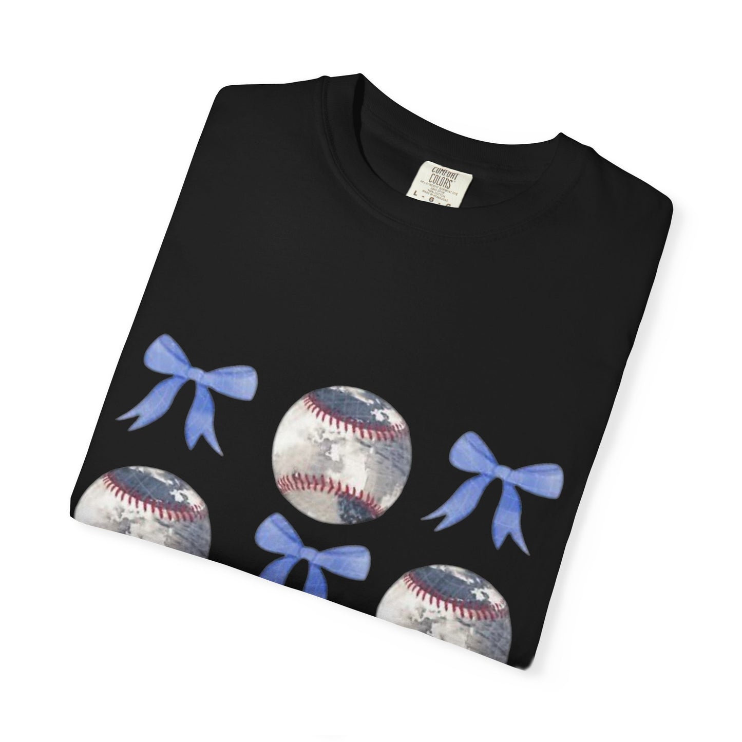Baseball Bow Pattern T-Shirt — Cute Sports Graphic Tee