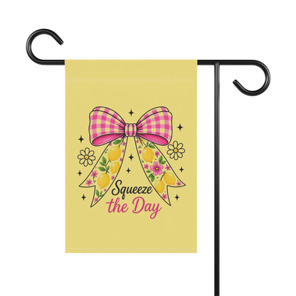 Garden Flag — "Squeeze the Day" Floral Bow Garden Banner