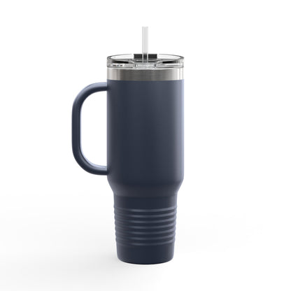 40oz Insulated Travel Mug — Funny Floral Chicken "I May Look Calm..." Design