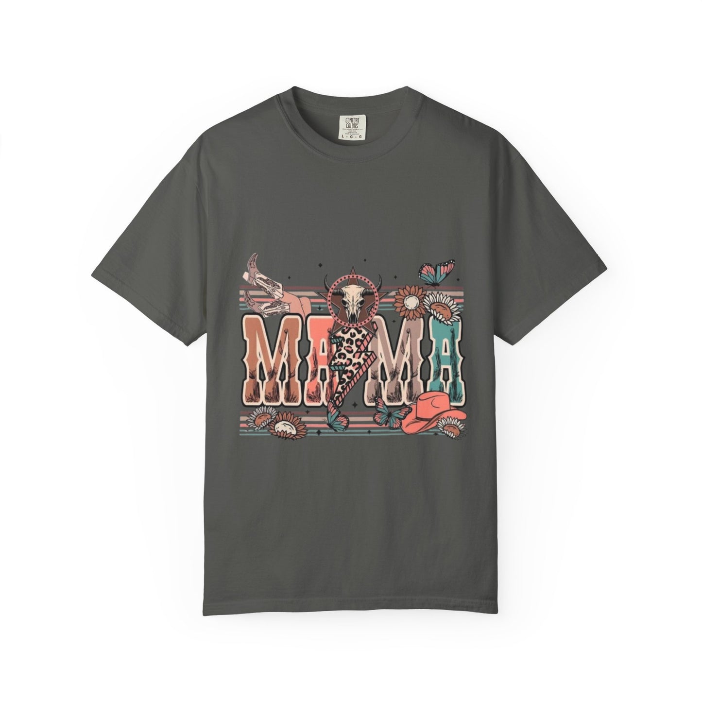 Western Mama Graphic T-Shirt — Cow Skull & Desert Floral