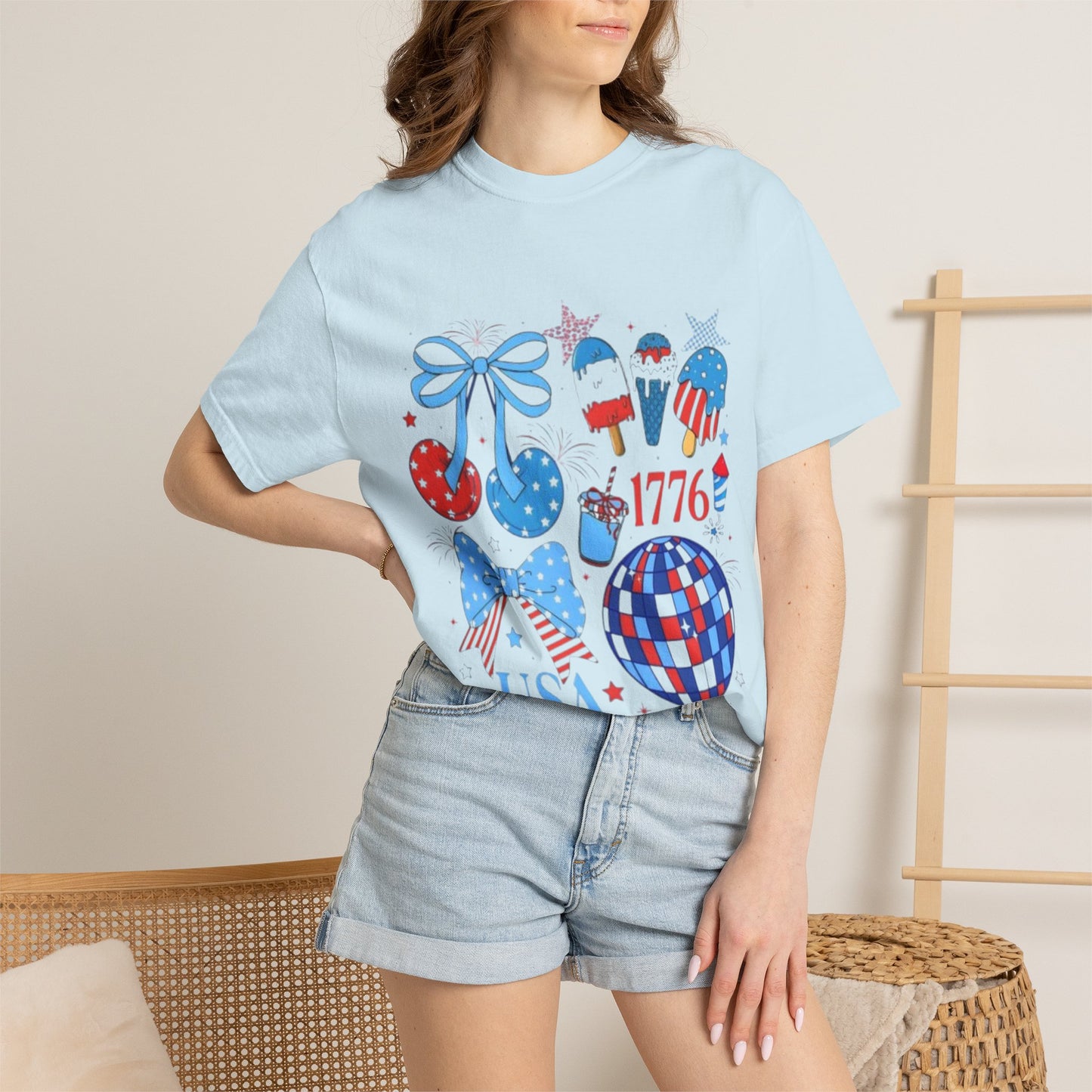 Fourth of July USA Graphic T-Shirt — 1776 Patriotic Fireworks Design