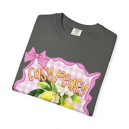 Easy Peasy Lemon Squeezy T-Shirt — Retro Pink Gingham Lemon Graphic