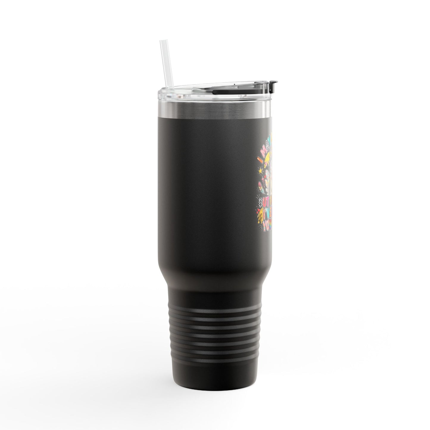 40oz Insulated Travel Mug — Funny Floral Chicken "I May Look Calm..." Design