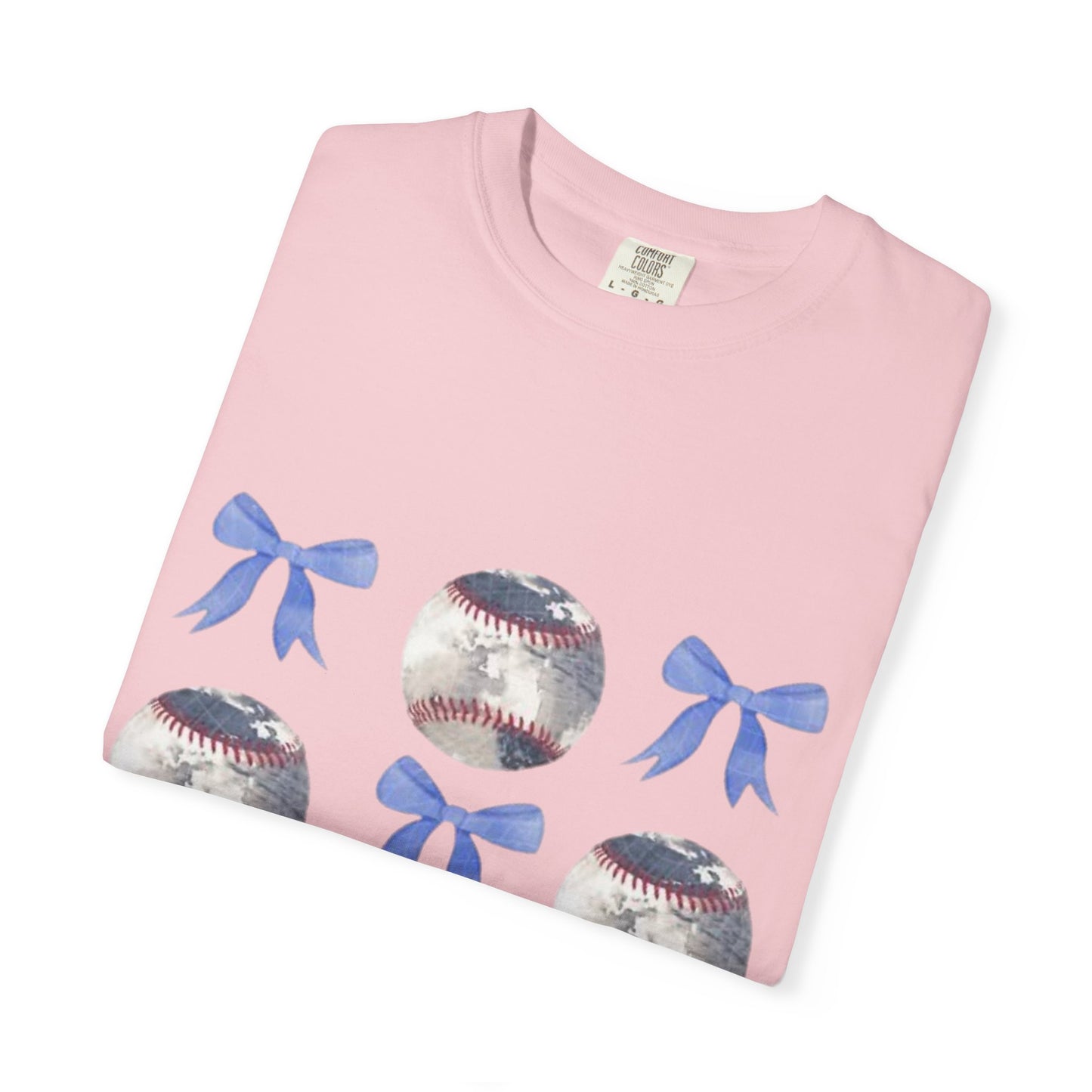 Baseball Bow Pattern T-Shirt — Cute Sports Graphic Tee