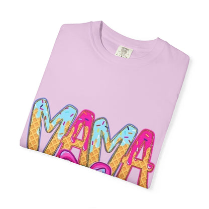 Mama Colorful Drip Graphic T-Shirt — Cute Pink Bow Mom Tee