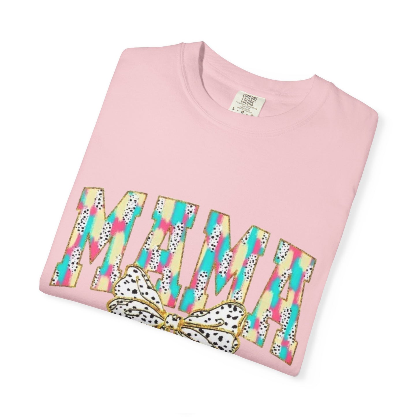 Mama Graphic T-Shirt with Colorful Leopard Bow — Mother's Day Casual Tee