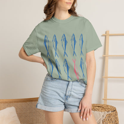 T-Shirt “Rules Are for Losers” Mackerel Print —