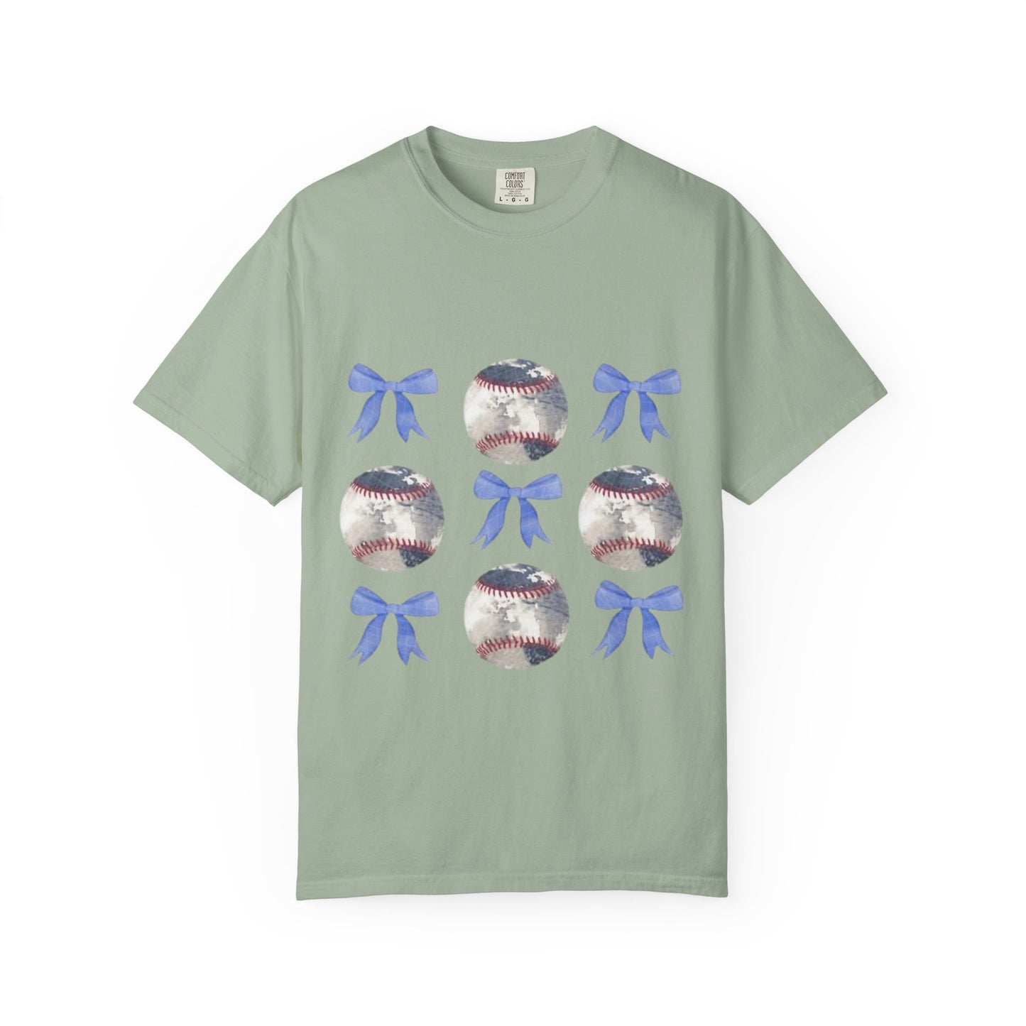 Baseball Bow Pattern T-Shirt — Cute Sports Graphic Tee