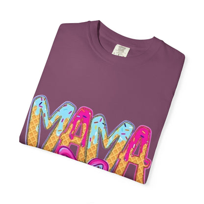 Mama Colorful Drip Graphic T-Shirt — Cute Pink Bow Mom Tee