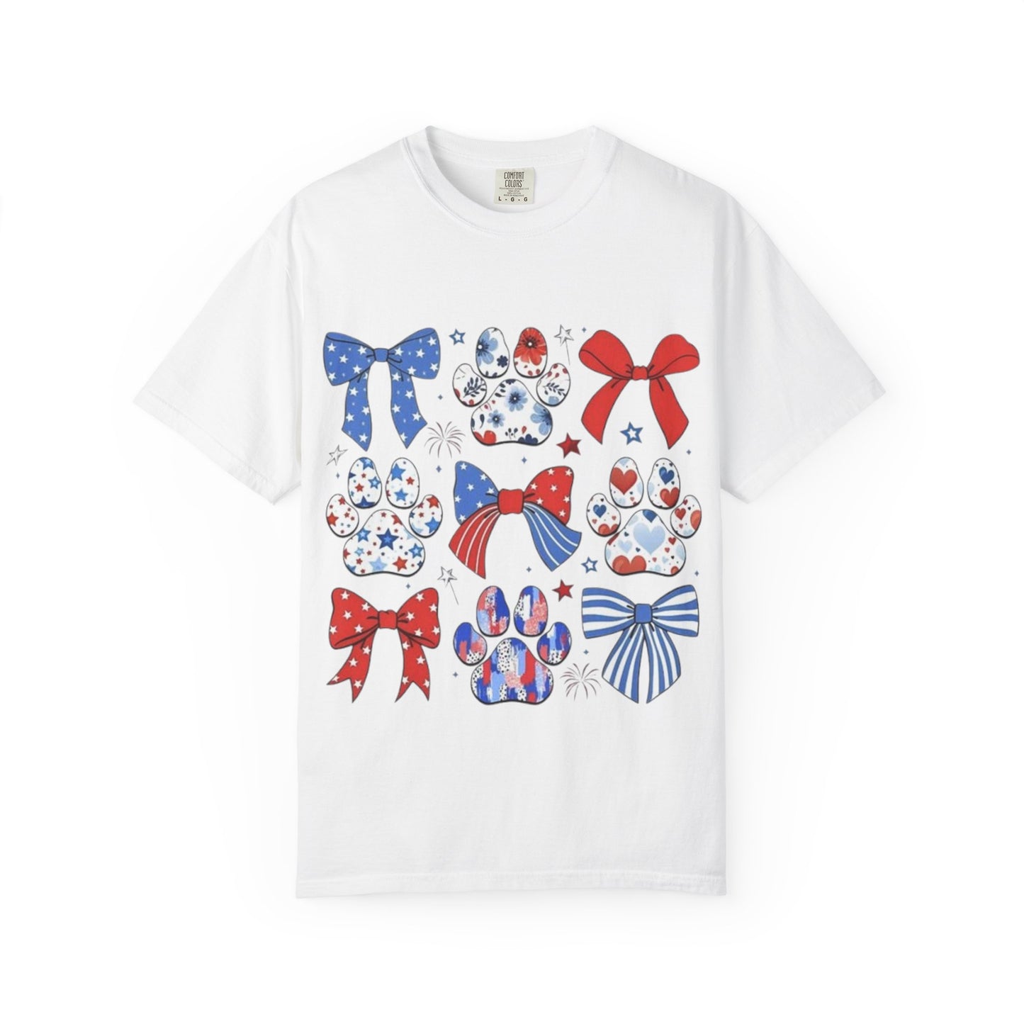 Patriotic Paw Prints & Bows T-Shirt