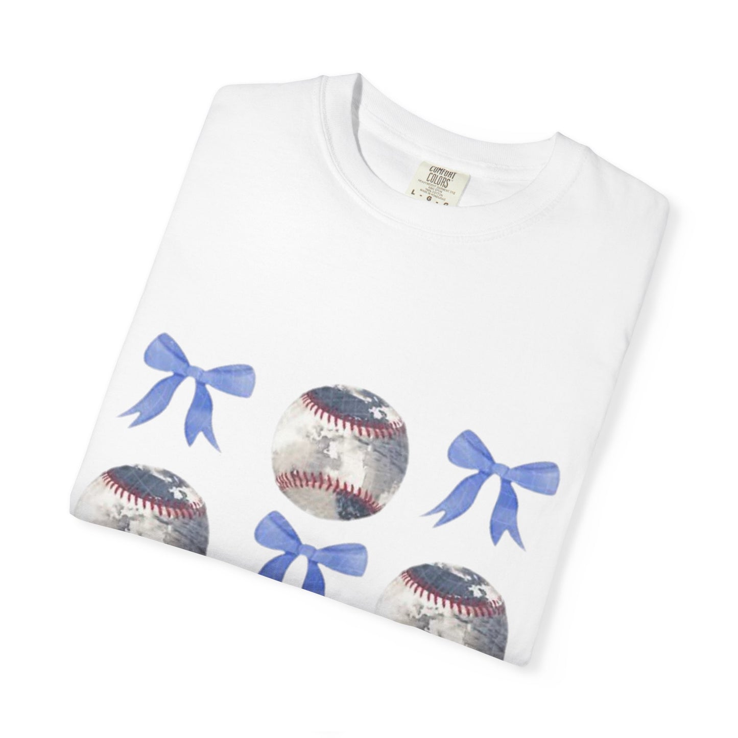 Baseball Bow Pattern T-Shirt — Cute Sports Graphic Tee