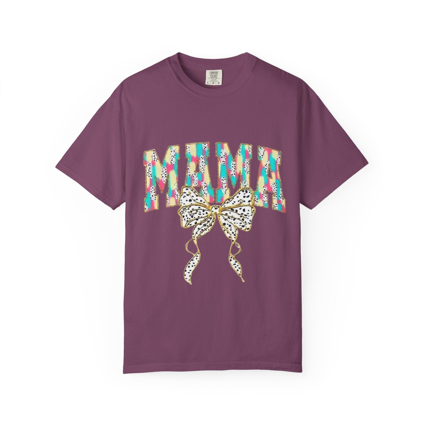 Mama Graphic T-Shirt with Colorful Leopard Bow — Mother's Day Casual Tee