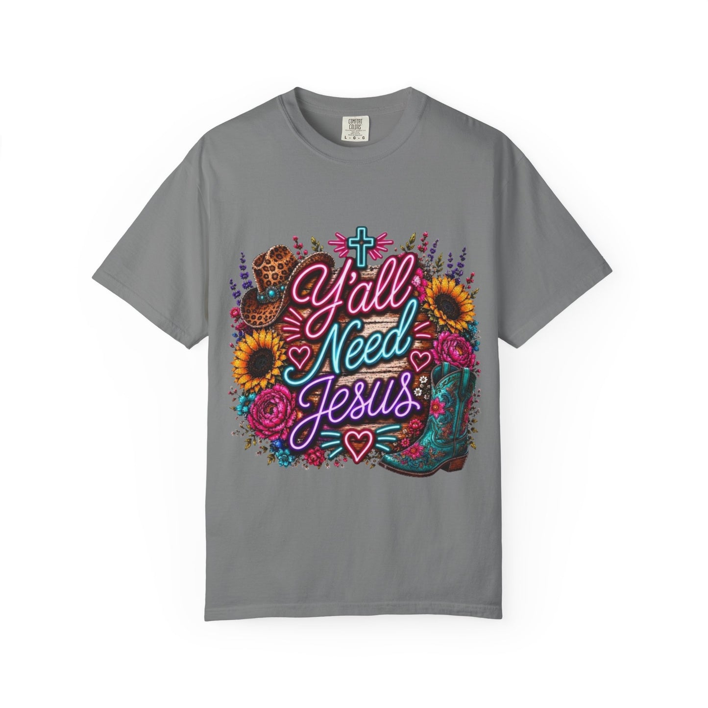 Y'all Need Jesus T-Shirt — Floral Cowboy Boot Christian Graphic Tee