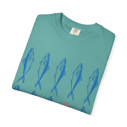 T-Shirt “Rules Are for Losers” Mackerel Print —