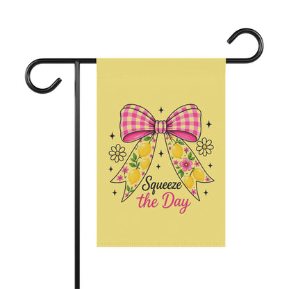 Garden Flag — "Squeeze the Day" Floral Bow Garden Banner