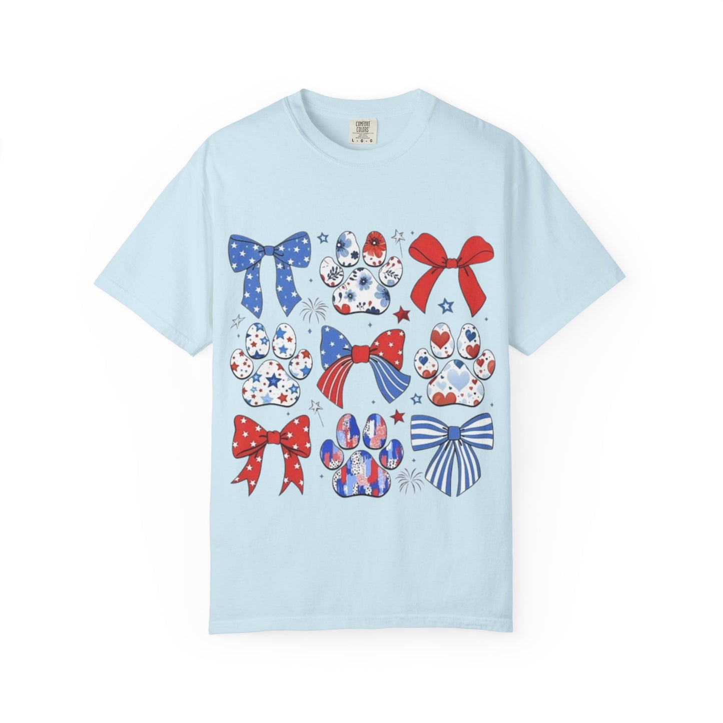Patriotic Paw Prints & Bows T-Shirt