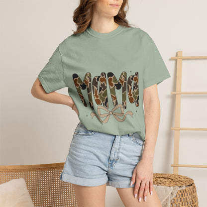 Mama Camo Bow T-Shirt — Military Print Mom Tee for Mother's Day & Everyday
