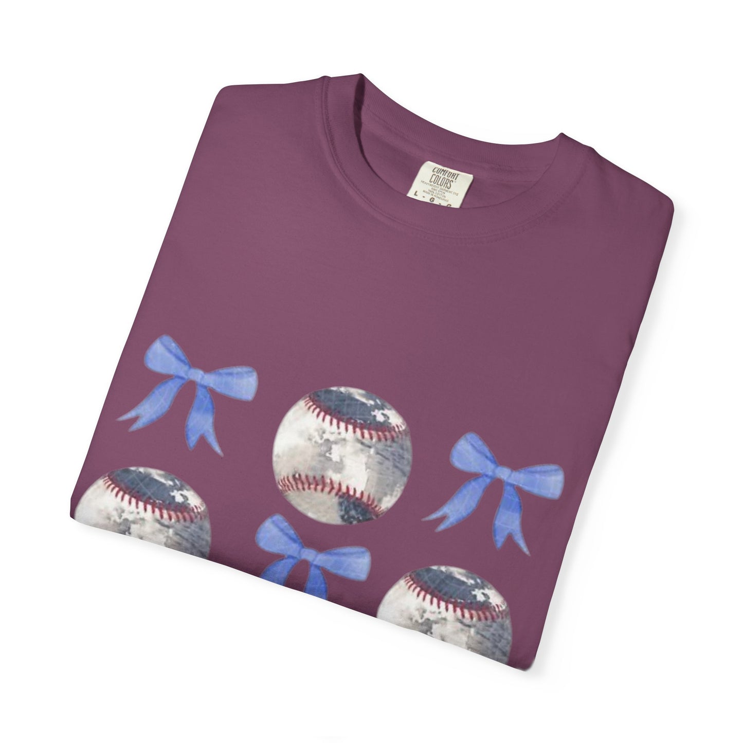 Baseball Bow Pattern T-Shirt — Cute Sports Graphic Tee