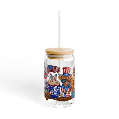 Patriotic 16oz Sipper Glass with Straw – Fourth of July