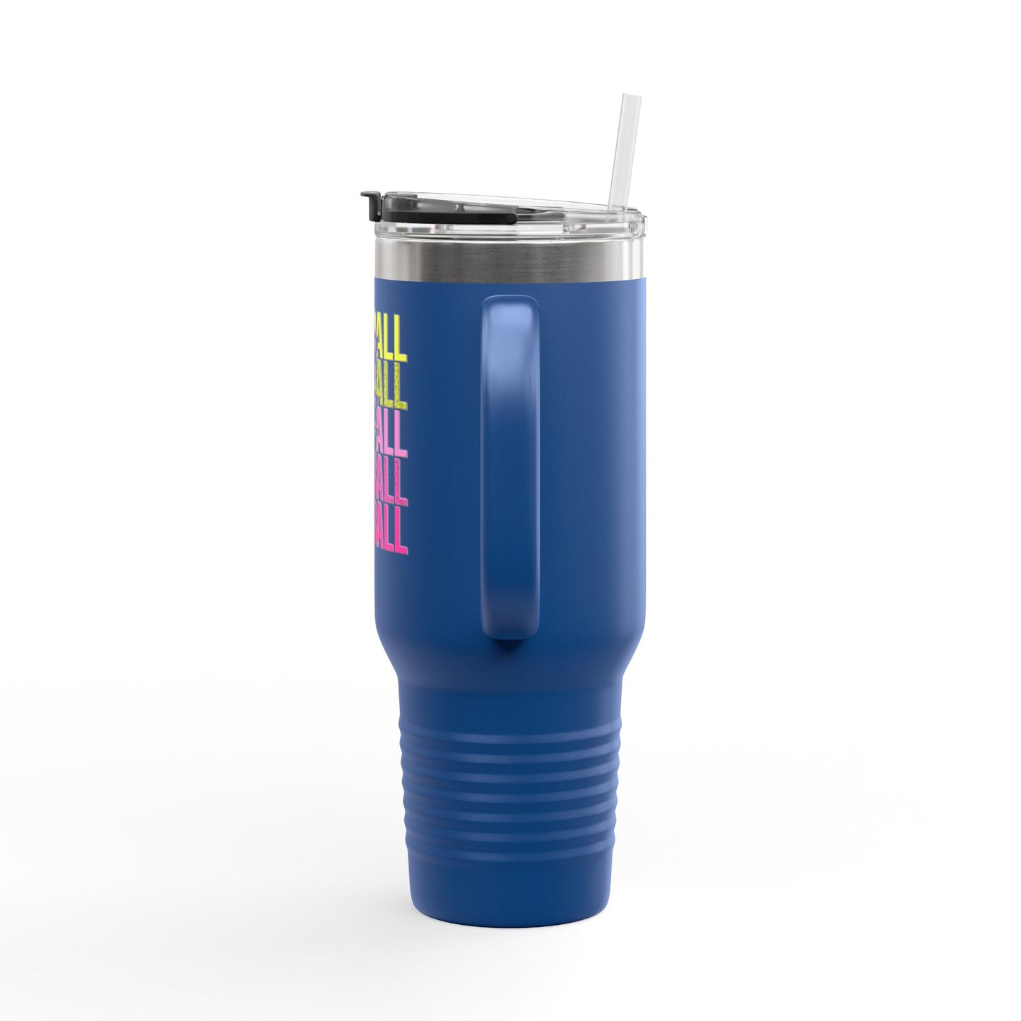 Softball Lightning 40oz Insulated Travel Mug – Checkered Bolt Design