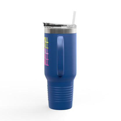 Softball Lightning 40oz Insulated Travel Mug – Checkered Bolt Design