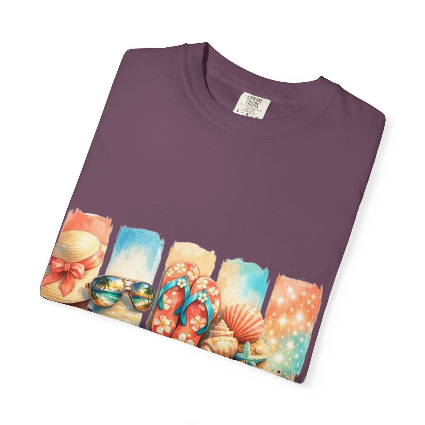 Summer Vibes T-Shirt — Beach Flip-Flops & Shells Graphic Tee