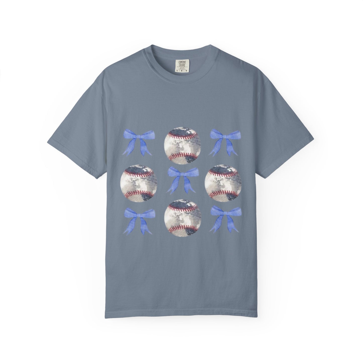 Baseball Bow Pattern T-Shirt — Cute Sports Graphic Tee