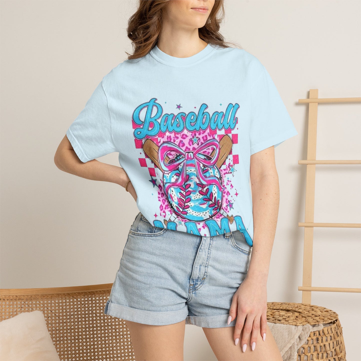 Baseball Mama T-Shirt — Pink & Blue Graphic Tee
