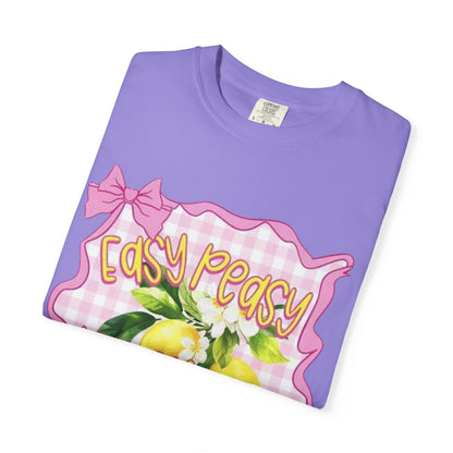 Easy Peasy Lemon Squeezy T-Shirt — Retro Pink Gingham Lemon Graphic