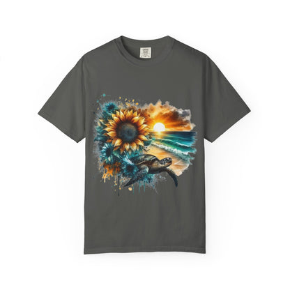 Sunflower Sea Turtle Sunset T-Shirt