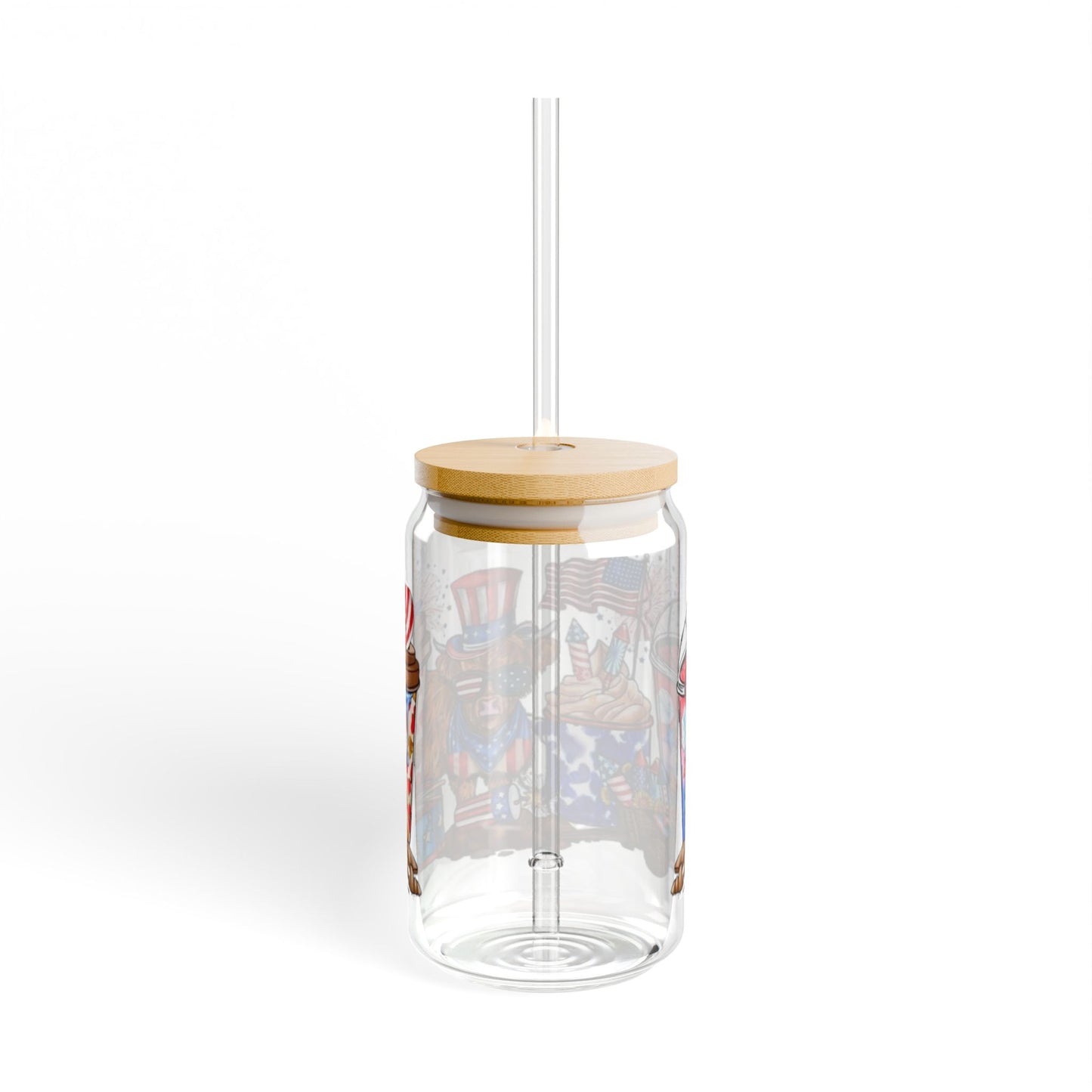 Patriotic 16oz Sipper Glass with Straw – Fourth of July