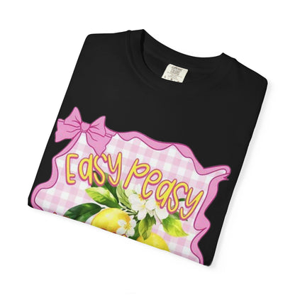 Easy Peasy Lemon Squeezy T-Shirt — Retro Pink Gingham Lemon Graphic