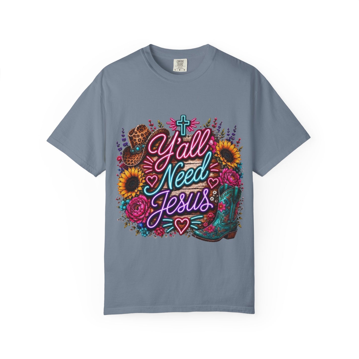 Y'all Need Jesus T-Shirt — Floral Cowboy Boot Christian Graphic Tee