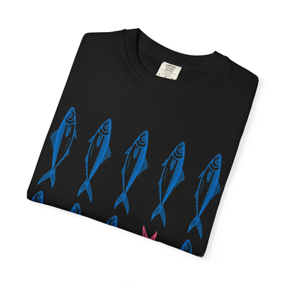 T-Shirt “Rules Are for Losers” Mackerel Print —