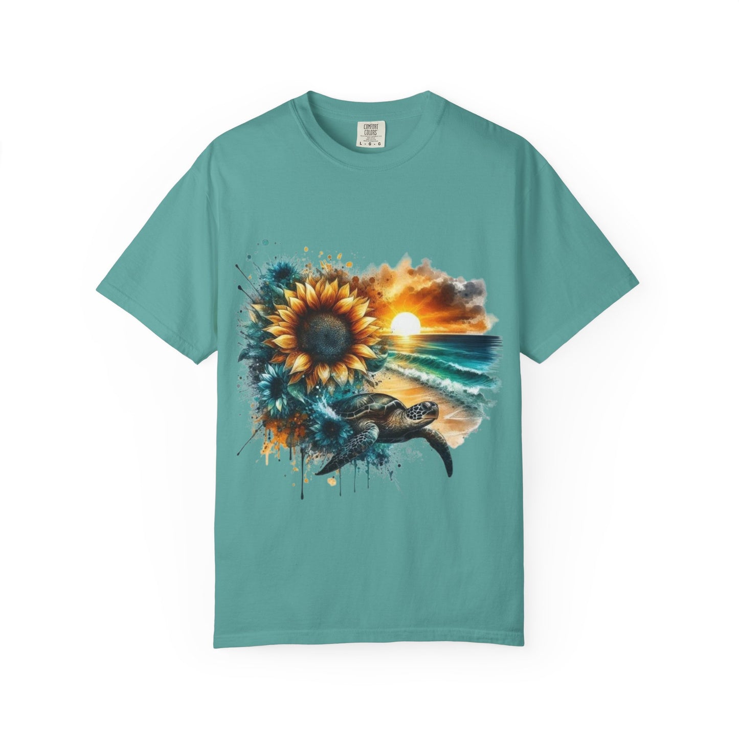 Sunflower Sea Turtle Sunset T-Shirt