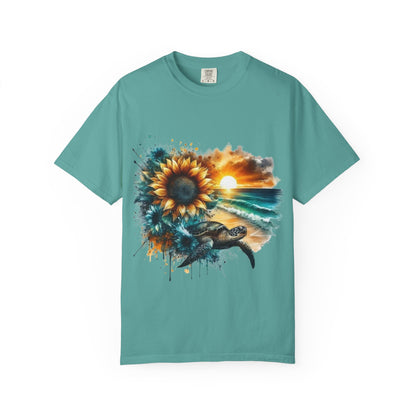 Sunflower Sea Turtle Sunset T-Shirt
