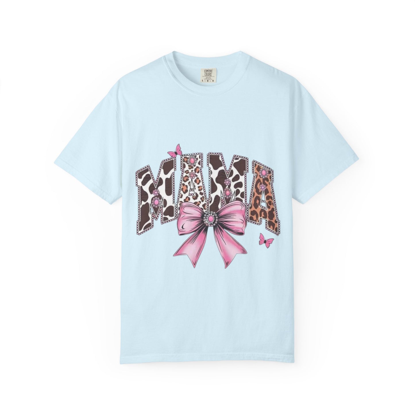 Mama Leopard Print T-Shirt — Pink Bow & Butterflies Graphic Shirt