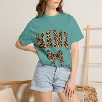 Mama Leopard Print T-Shirt — Cheeta Bow Graphic Tee for Moms