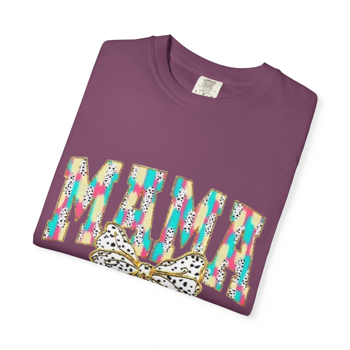 Mama Graphic T-Shirt with Colorful Leopard Bow — Mother's Day Casual Tee