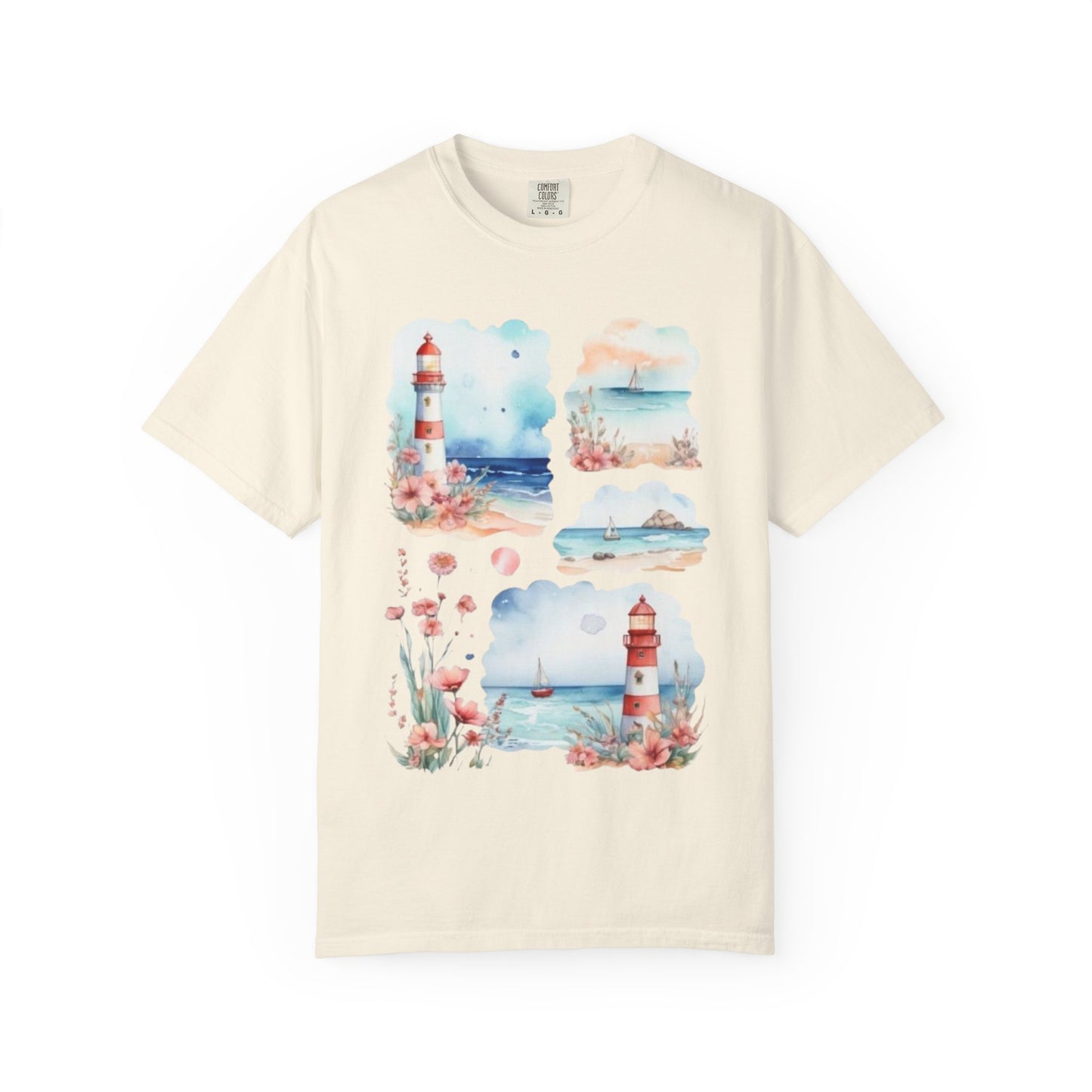 Lighthouse Watercolor T-Shirt — Coastal Nautical Beach Graphic Tee