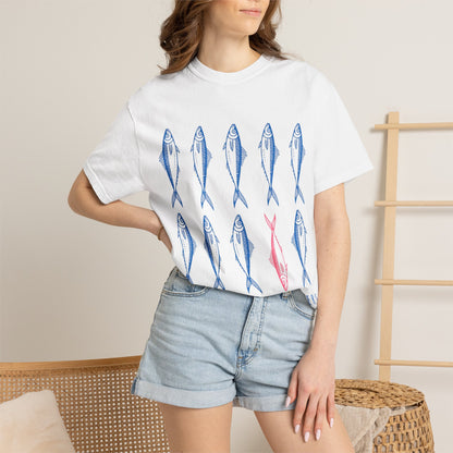 T-Shirt “Rules Are for Losers” Mackerel Print —