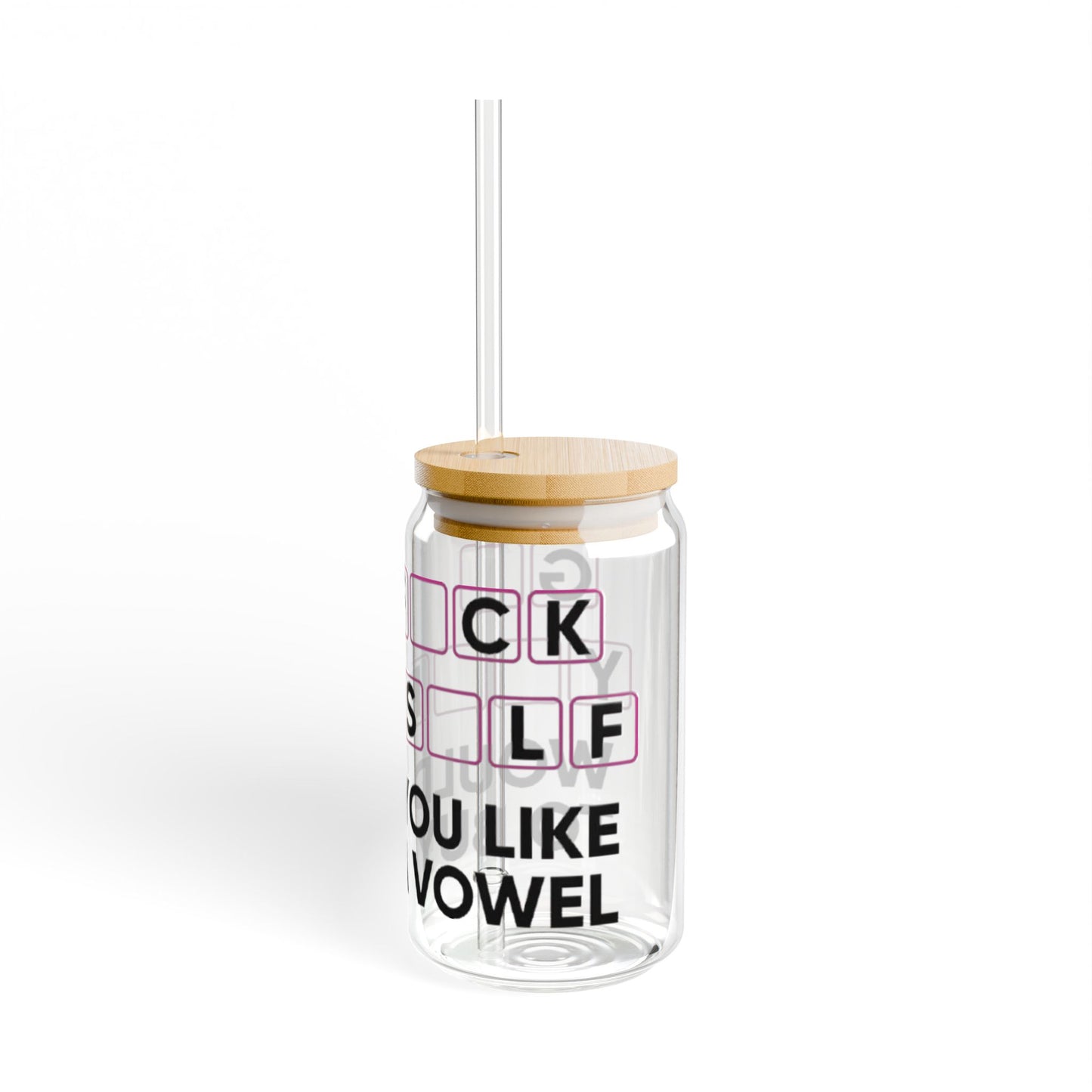 16oz Crossword Sipper Glass – 'Would You Like to Buy a Vowel?' Novelty Drinkware