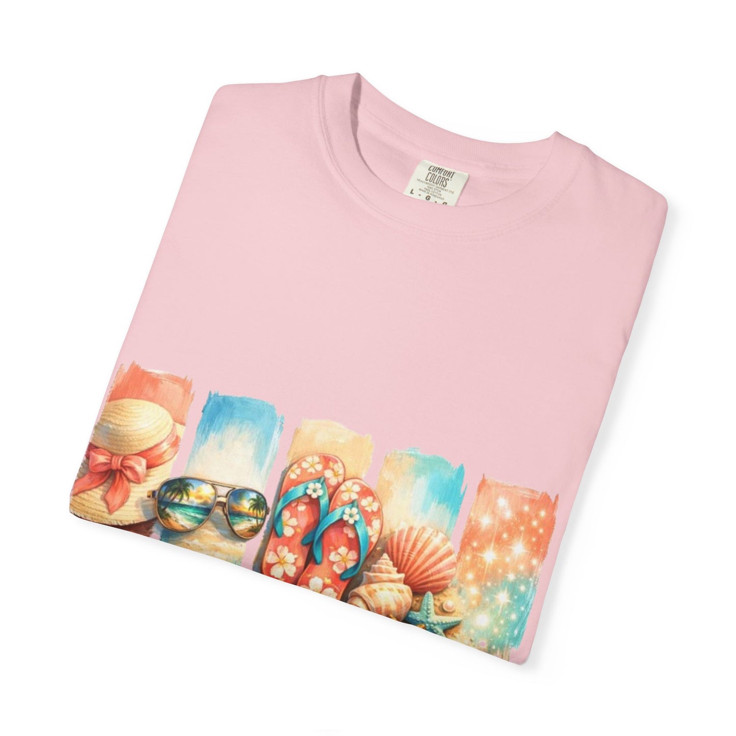 Summer Vibes T-Shirt — Beach Flip-Flops & Shells Graphic Tee