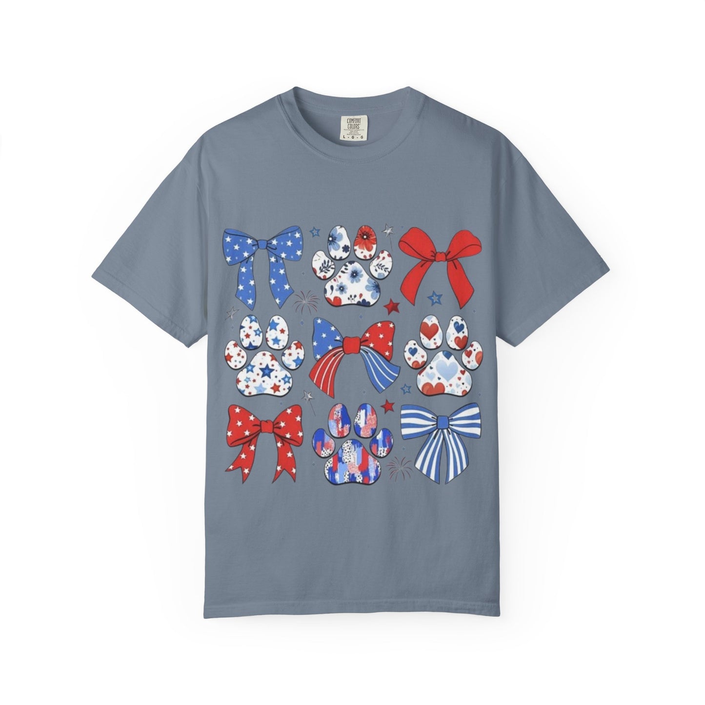Patriotic Paw Prints & Bows T-Shirt