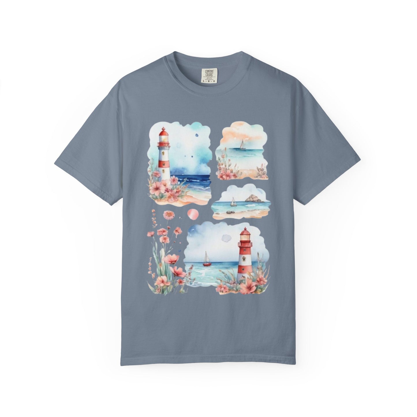 Lighthouse Watercolor T-Shirt — Coastal Nautical Beach Graphic Tee