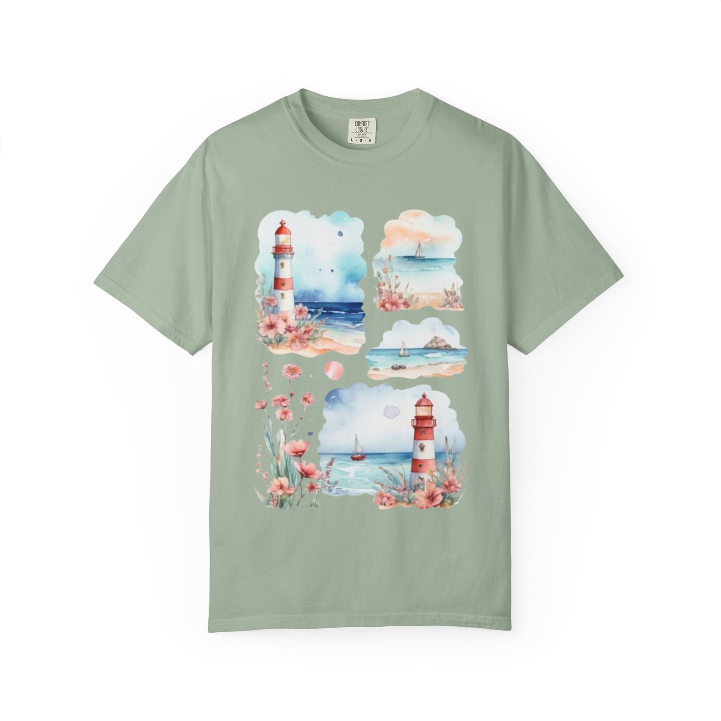 Lighthouse Watercolor T-Shirt — Coastal Nautical Beach Graphic Tee