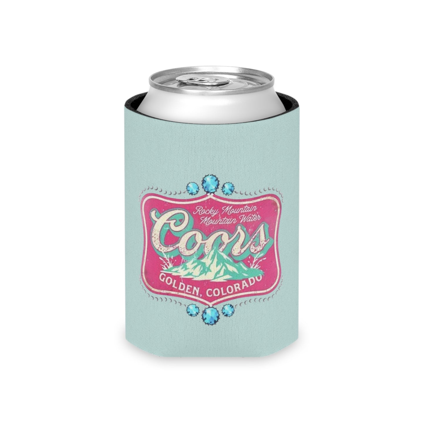 Can Cooler — Coors Golden, Colorado Retro Mountain Logo Koozie