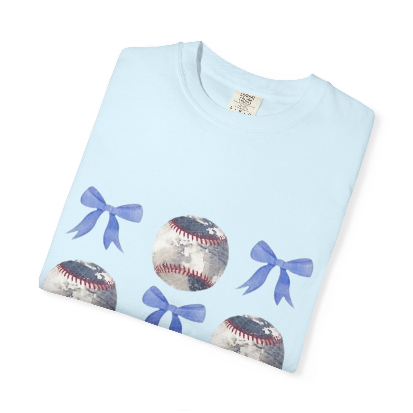 Baseball Bow Pattern T-Shirt — Cute Sports Graphic Tee