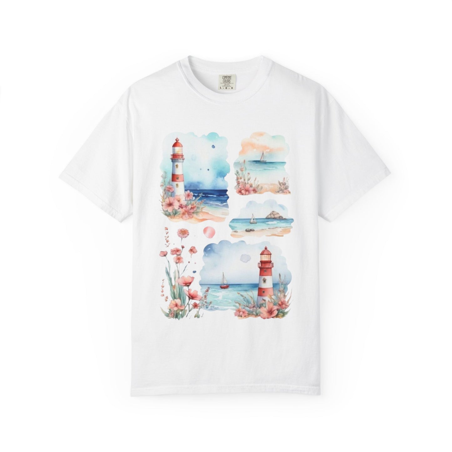 Lighthouse Watercolor T-Shirt — Coastal Nautical Beach Graphic Tee