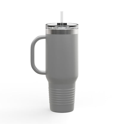 40oz Insulated Travel Mug — Funny Floral Chicken "I May Look Calm..." Design